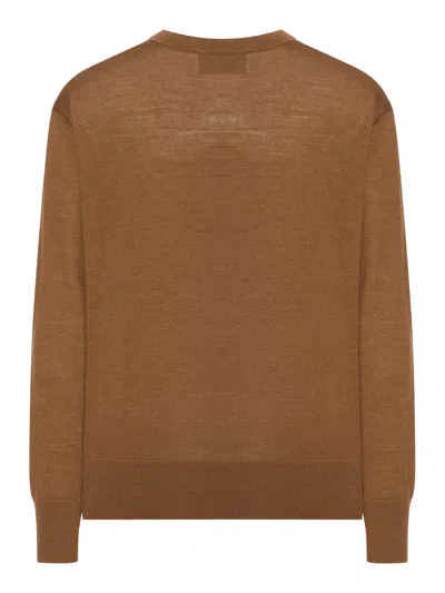 Ami Alexandre Mattiussi Ami De Coeur Sweater In Extrafine Wool And Silk In Brown