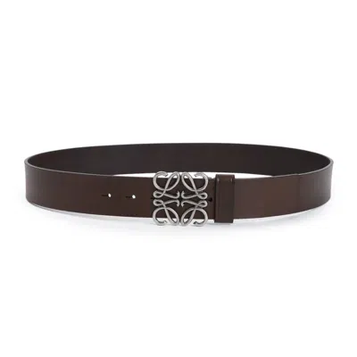 Loewe Chunky Anagram Adjustable Calf Skin Belt In Brown