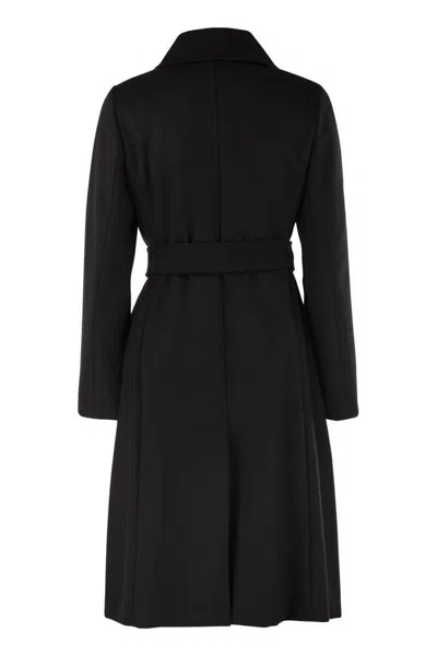 Max Mara Straight-cut Black Coat With Double-button Closure In Black