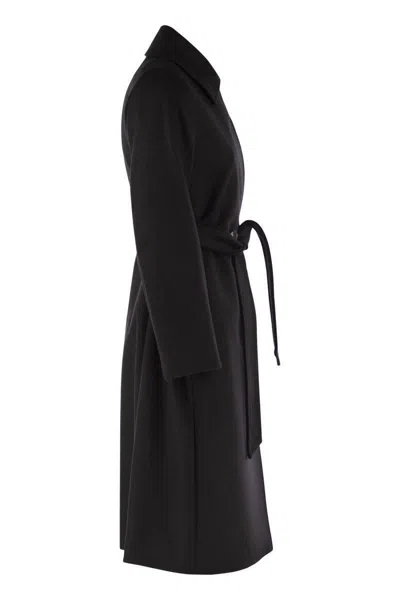 Max Mara Straight-cut Black Coat With Double-button Closure In Black
