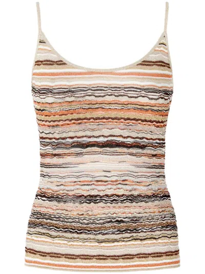 Missoni Striped Tank Top In Brown
