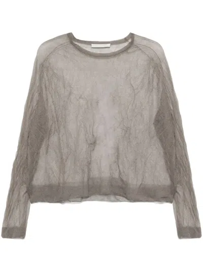 Our Legacy Semi-transparent Grey Sweater In Silk Blend In Gray