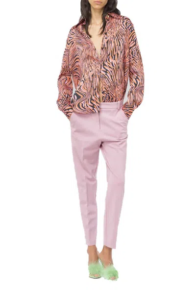 Pinko Tailored Trousers With Viscose Blend And Fit In Pink