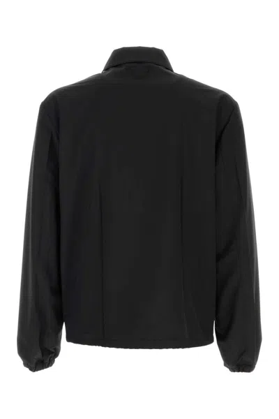 Prada Camicia In Lino Nero Uomo In Black