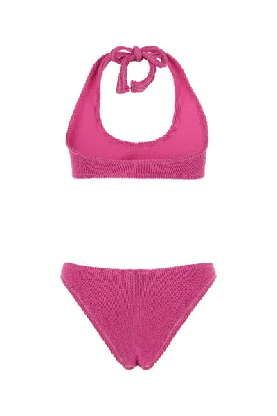 Reina Olga Fuchsia Stretch Nylon Pilou Set Bikini In Pink