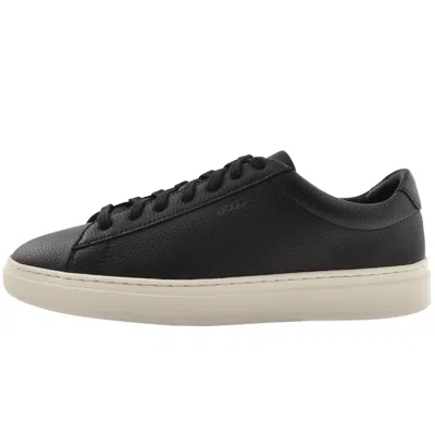 Hugo Boss Low-top Trainers In Grained Faux Leather In Black