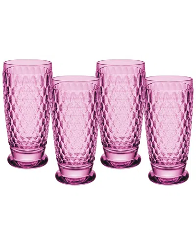 Villeroy & Boch Boston Highball Glasses, 13.5oz. Set Of 4 In Pink