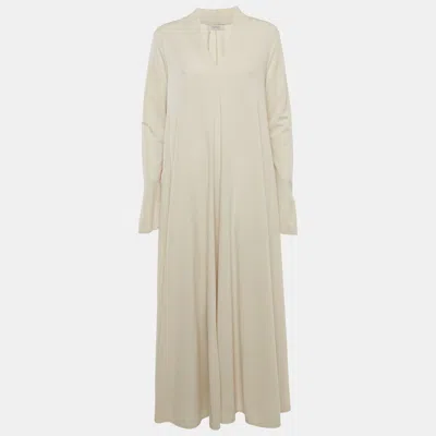 Pre-owned Max Mara Off-white Jersey Caladio Midi Dress M