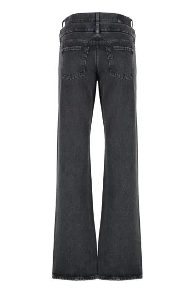 7 For All Mankind Hustle 5-pocket Straight-leg Jeans In Black