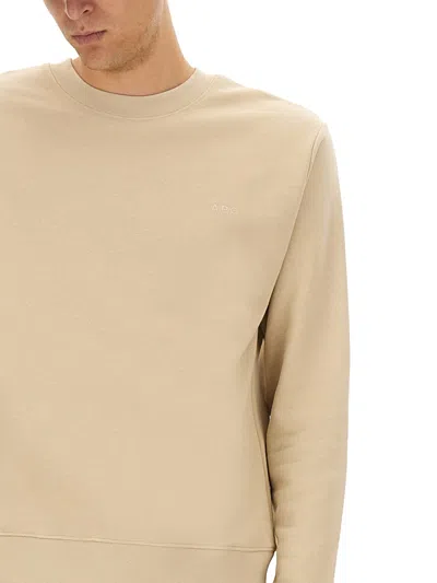 Apc A.p.c. Soft Organic Cotton Crew Neck Sweatshirt In Neutral