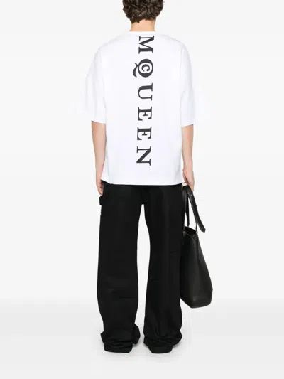 Alexander Mcqueen White Oversized T-shirt With Logo In White
