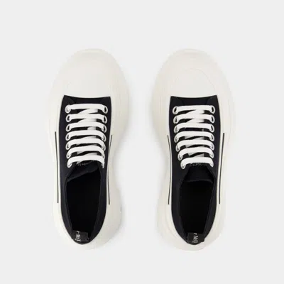 Alexander Mcqueen Black Canvas Tread Slick Sneakers