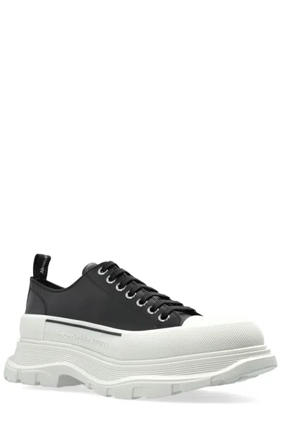 Alexander Mcqueen Black Nappa Leather Tread Slick Sneakers