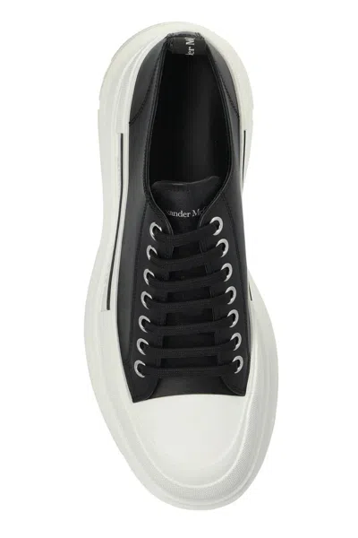 Alexander Mcqueen Black Nappa Leather Tread Slick Sneakers