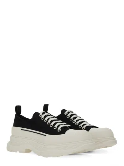 Alexander Mcqueen Black Nappa Leather Tread Slick Sneakers
