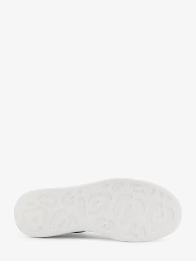 Alexander Mcqueen White Leather Sneakers With Sea Green Leather Heel
