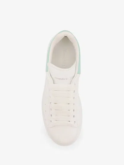 Alexander Mcqueen White Leather Sneakers With Sea Green Leather Heel