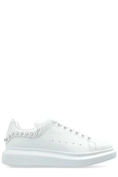 Alexander Mcqueen White Leather Sneakers With White Leather Heel