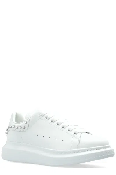 Alexander Mcqueen White Leather Sneakers With White Leather Heel