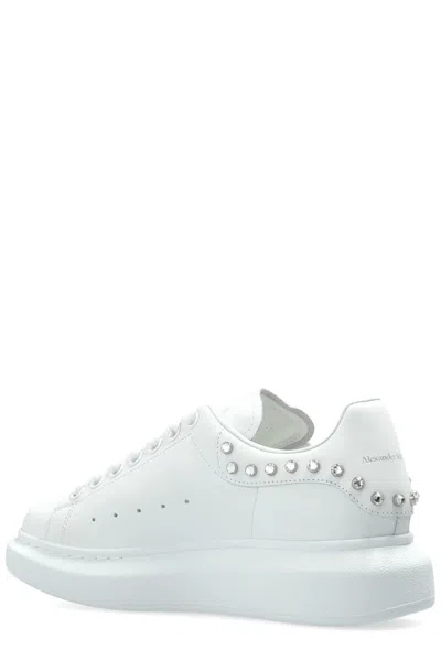 Alexander Mcqueen White Leather Sneakers With White Leather Heel