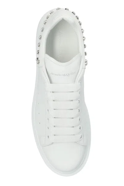 Alexander Mcqueen White Leather Sneakers With White Leather Heel