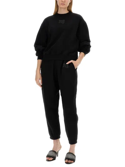 Alexander Wang Essential Logo Cotton Jersey Sweatshirt In Black