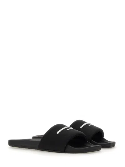 Alexander Wang Padded Logo Pool Slide Sandals Shoes In Black