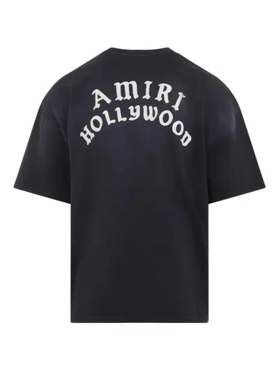 Amiri Hollywood Graphic Oversized T-shirt With Ribbed Crew Neck In Black