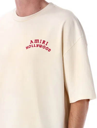 Amiri Mens Ivory Red Holly Text-print Cotton T-shirt Xl In Neutral