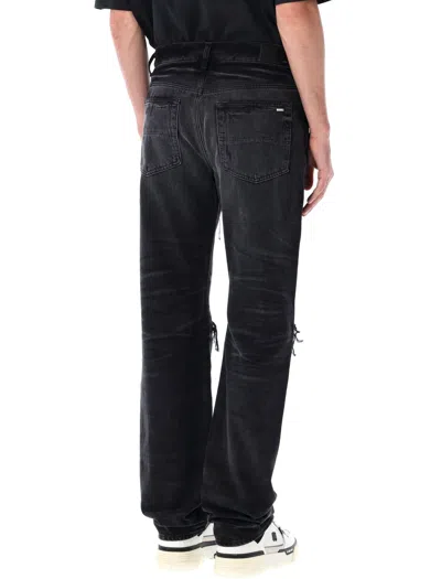 Amiri Mx1 Distressed Straight-leg Jeans In Black