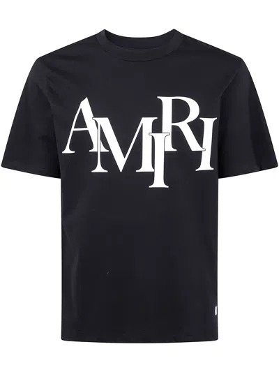 Amiri Cotton T-shirt With Front Logo Print In Black
