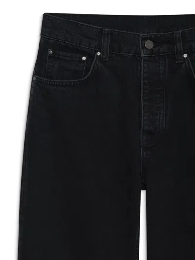 Anine Bing Logo-patch Wide-leg Jeans In Black