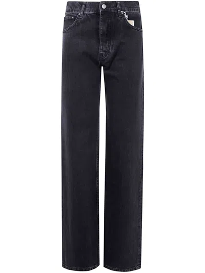 Anine Bing Logo-patch Wide-leg Jeans In Black