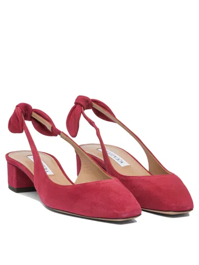 Aquazzura Very Bow Tie 35 Suede Slingback Pumps