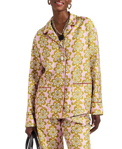 La Doublej Floral Silk Twill Pijama Shirt In Multi