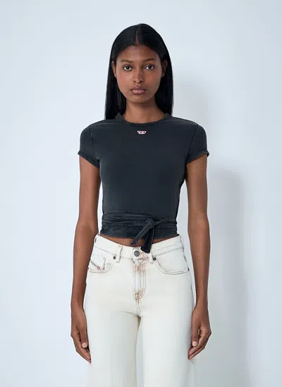 Diesel T-bunny Tail-r1 Wraparound Cropped T-shirt In Gray
