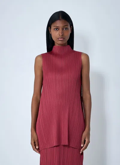 Issey Miyake Pleated Top In Pink