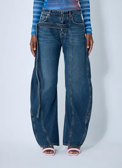 Jean Paul Gaultier Waistband Jacket With Pockets And Collar In Blue