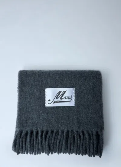 Marni Light Blue Brushed Alpaca Scarf In Gray