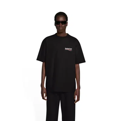 Balenciaga Political Campaign Logo Printed Crewneck T-shirt In Black