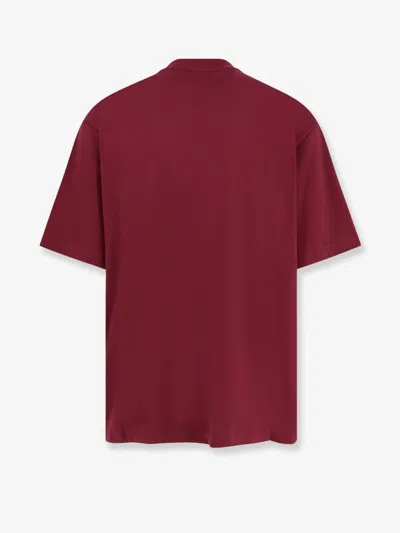 Balenciaga Bordeaux Crewneck T-shirt With Logo Print On The Front In Cotton Man