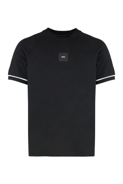 Hugo Boss Crew-neck Raglan-sleeve T-shirt In Black