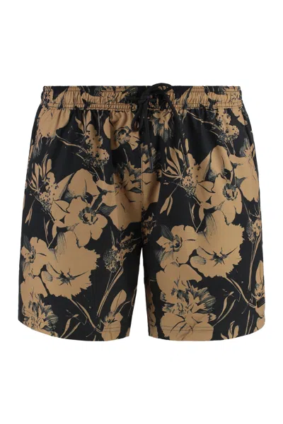 Hugo Boss Floral-print Swim Shorts In Black