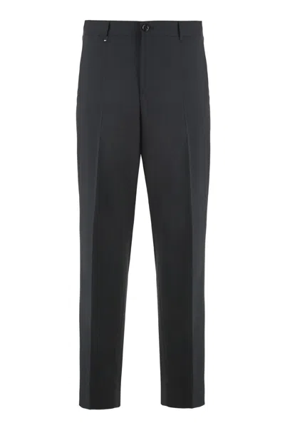 Hugo Boss Boss Wool Blend Trousers In Black