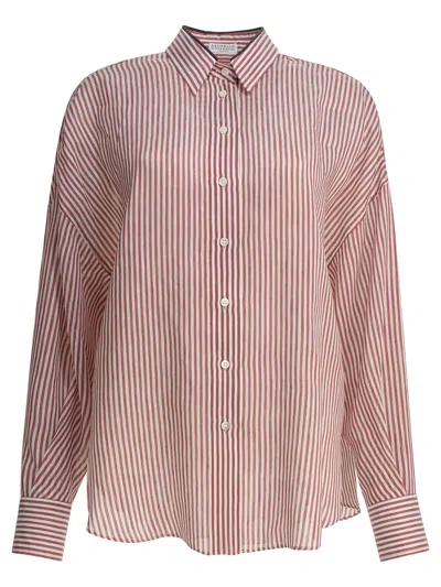 Brunello Cucinelli Bordeaux Cotton Shirt In Red