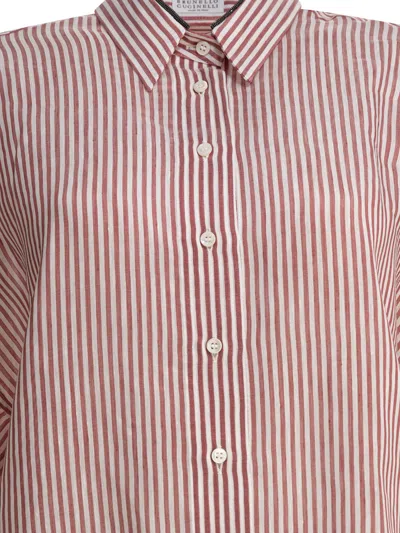 Brunello Cucinelli Bordeaux Cotton Shirt In Red