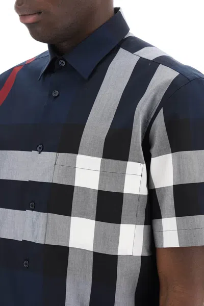 Burberry Blue Checked Cotton Shirt In Multi