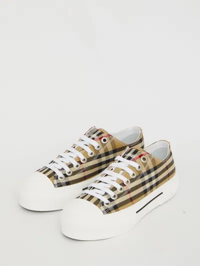 Burberry Women Check Cotton Sneakers In Multi