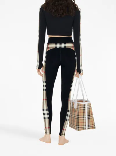 Burberry Vintage Check-panel Leggings In Black