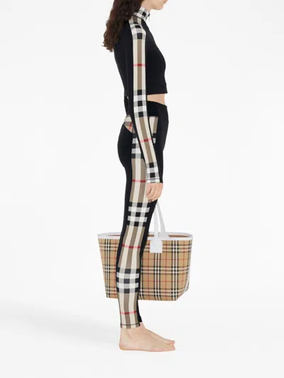 Burberry Vintage Check-panel Leggings In Black